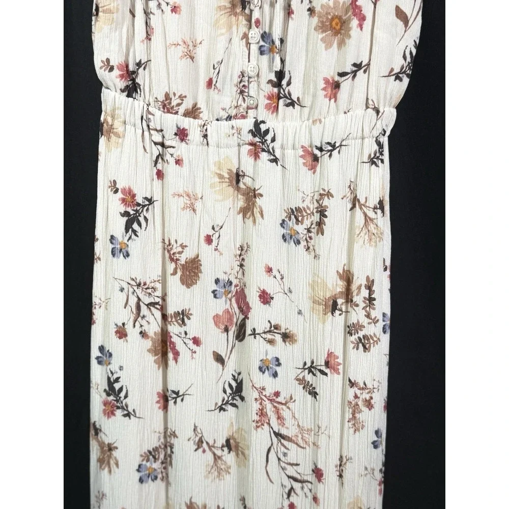 Abercrombie & Fitch Floral Maxi Sundress‎ Tie Neckline Buttons Flowy Womens S